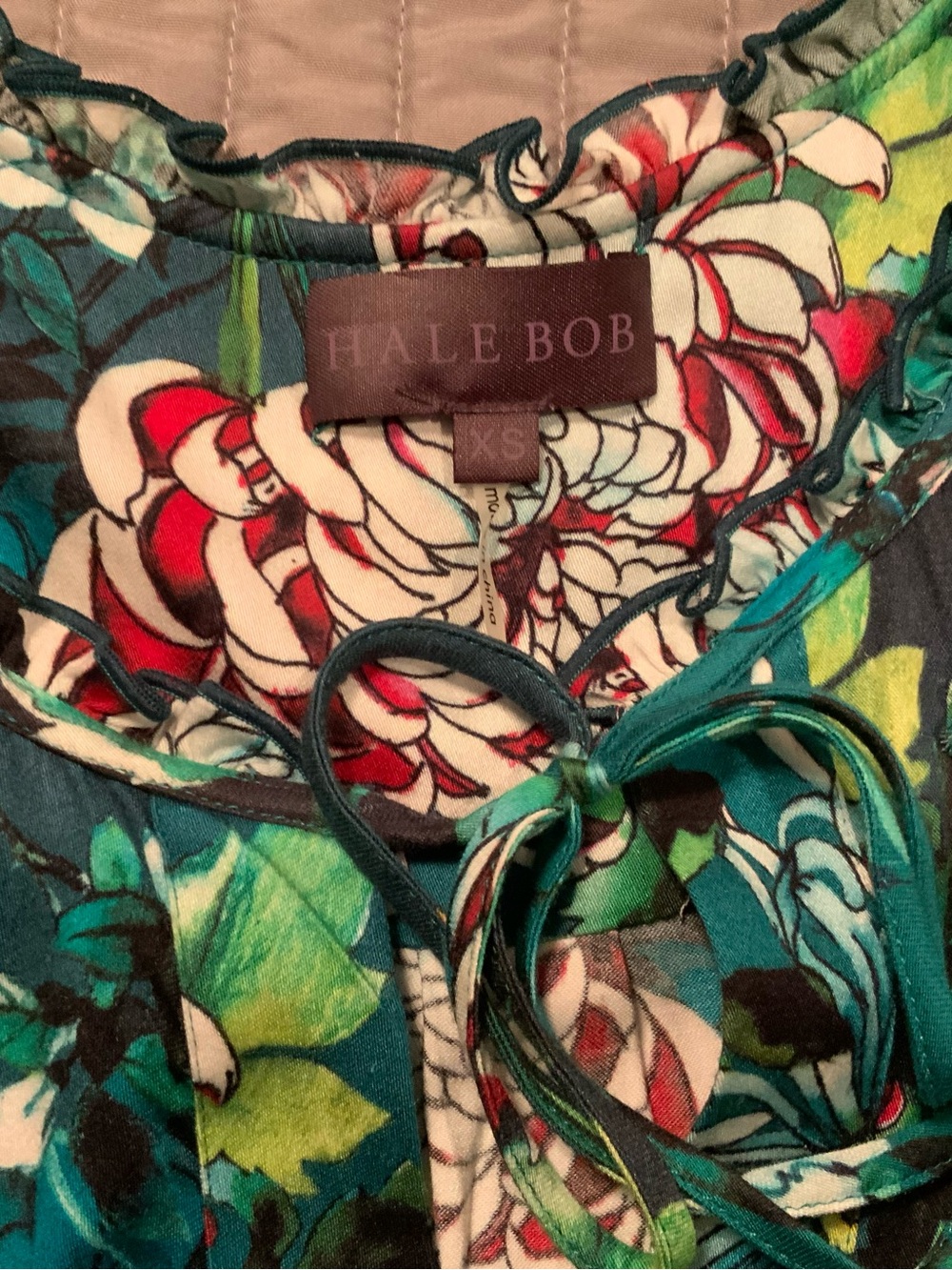 Women’s Hale Bob Teal Floral Dress, size XS - Picture 3 of 5